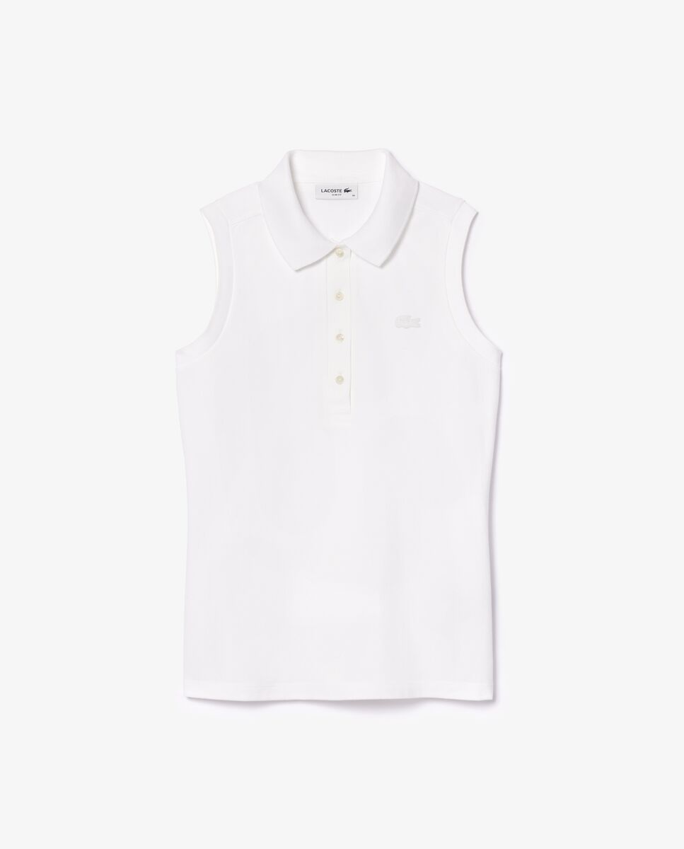 Polo de mujer sin mangas elástico de corte ajustado - Lacoste - Blanco Blanco-6