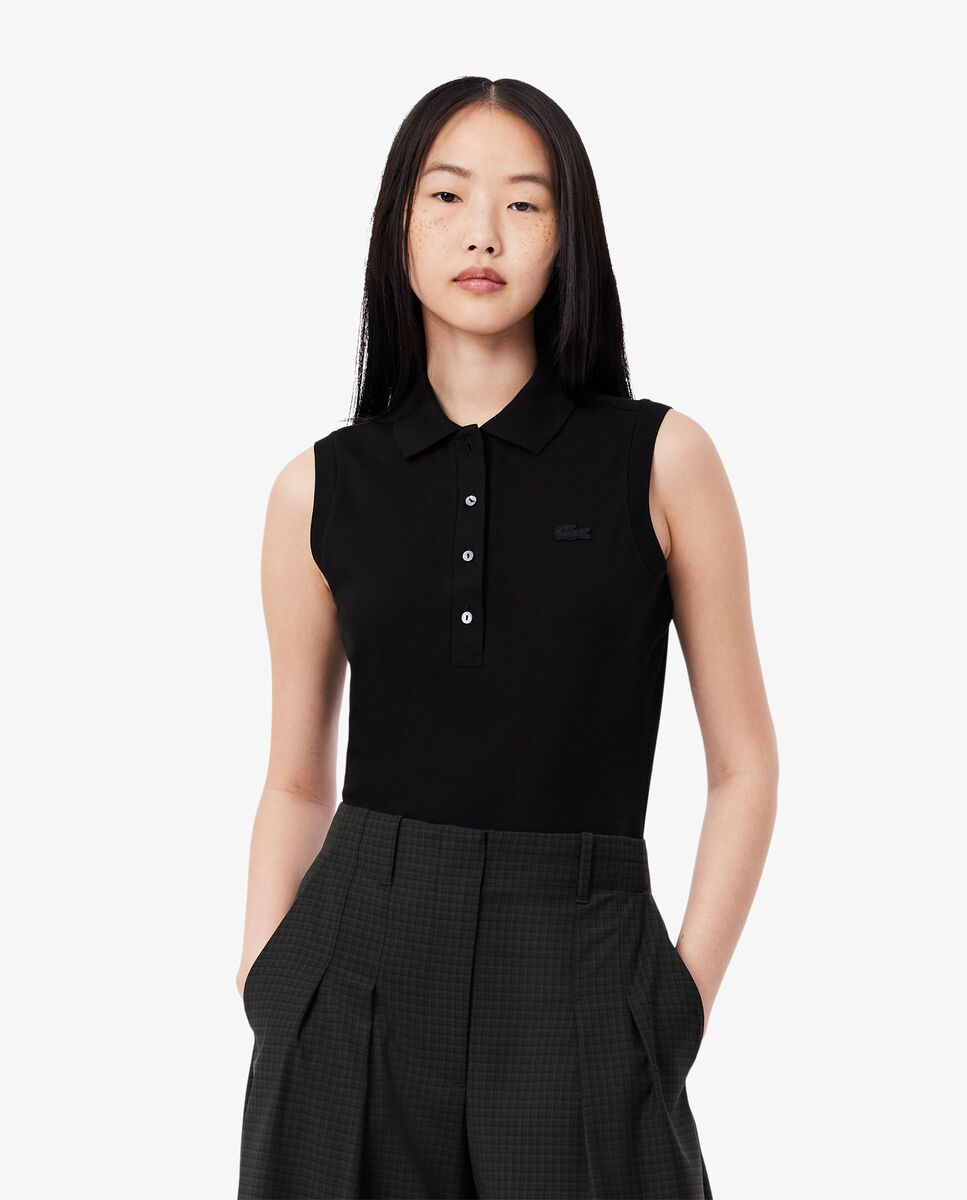 Polo de mujer sin mangas elástico de corte ajustado - Lacoste - Negro Negro-1