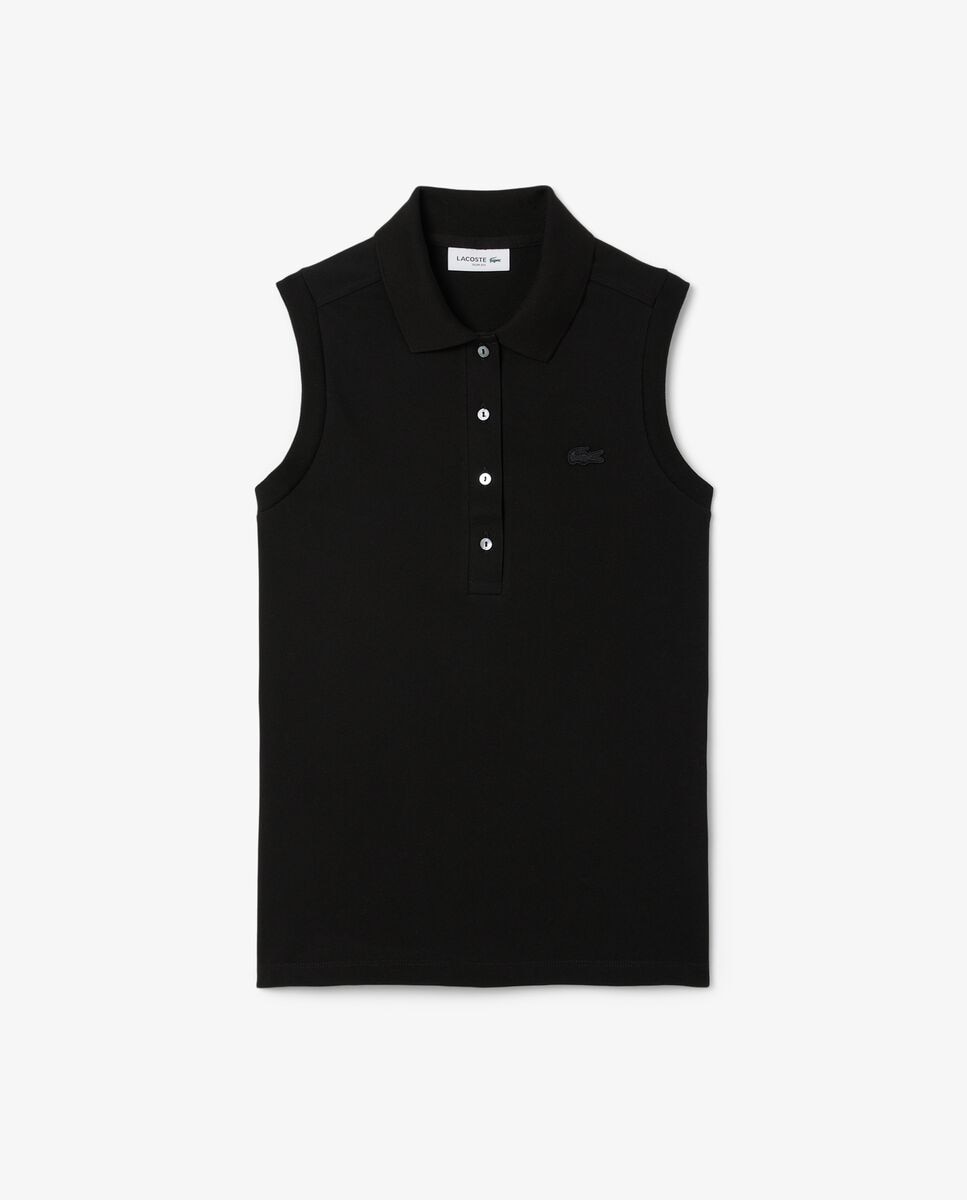 Polo de mujer sin mangas elástico de corte ajustado - Lacoste - Negro Negro-6