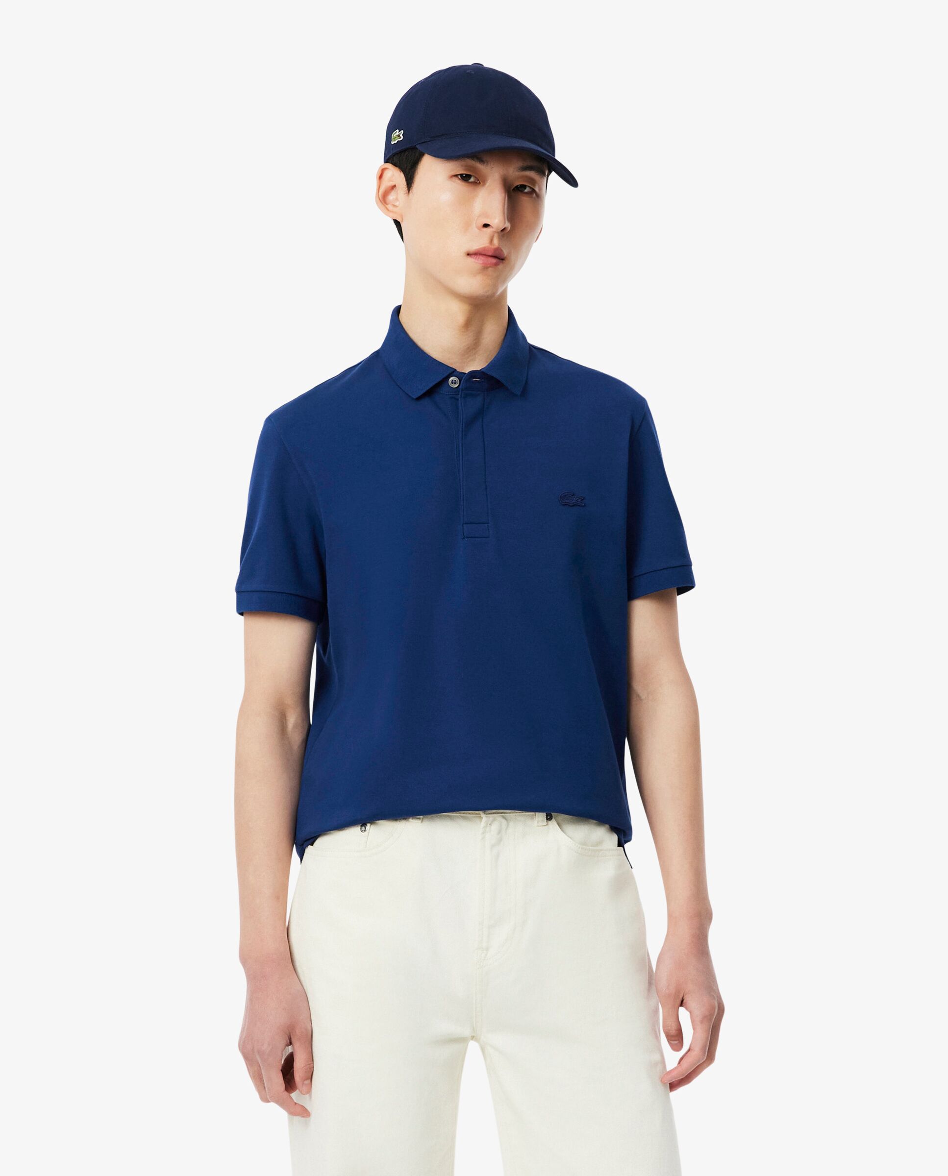 Polo de hombre de corte regular Paris de piqué elástico de manga corta - Lacoste - Azul marino Azul marino-1