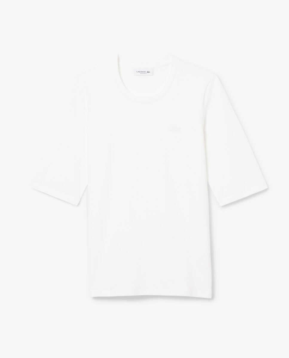 Camiseta de mujer de manga francesa de algodón suave - Lacoste - Blanco Blanco-6