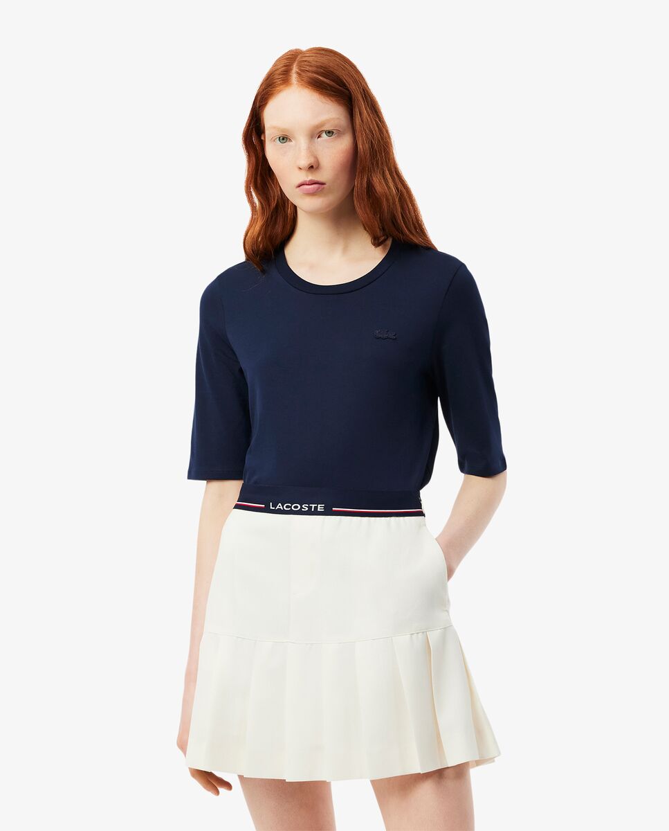 Camiseta de mujer de manga francesa de algodón suave - Lacoste - Azul marino Azul marino-1