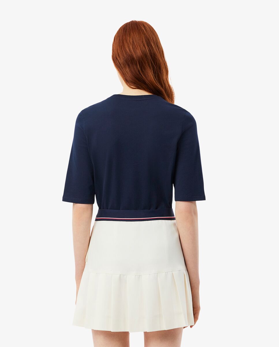 Camiseta de mujer de manga francesa de algodón suave - Lacoste - Azul marino Azul marino-2