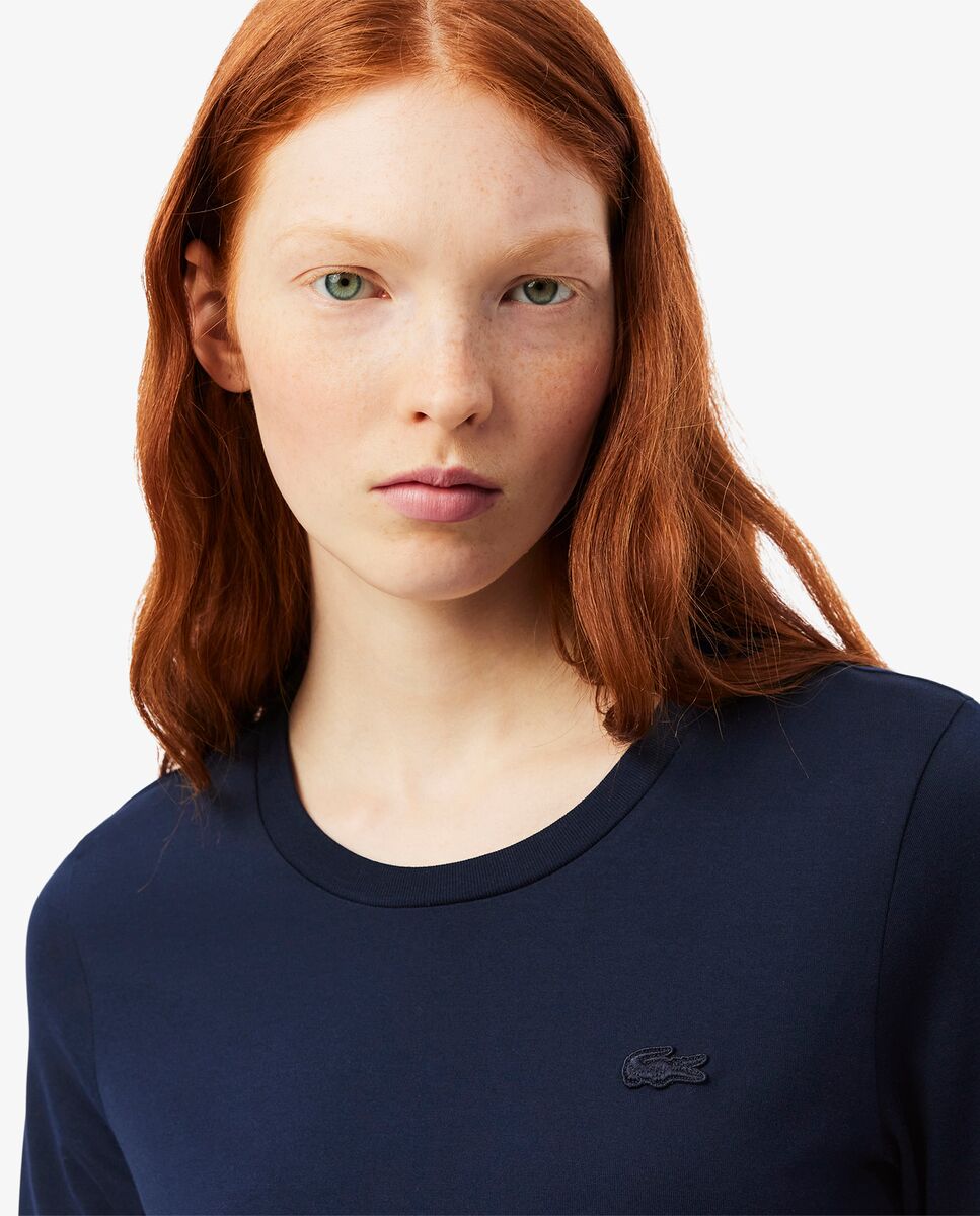 Camiseta de mujer de manga francesa de algodón suave - Lacoste - Azul marino Azul marino-3