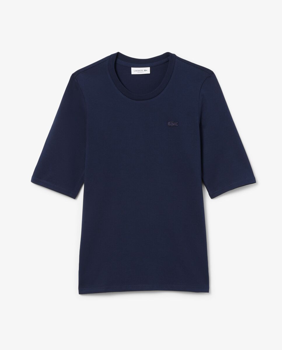 Camiseta de mujer de manga francesa de algodón suave - Lacoste - Azul marino Azul marino-6