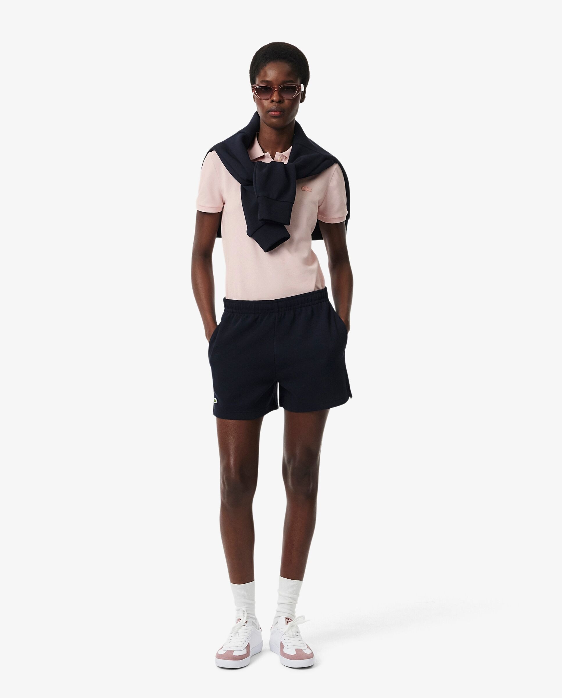 Polo de mujer en piqué de algodón stretch de manga corta - Lacoste - Rosa Rosa-4