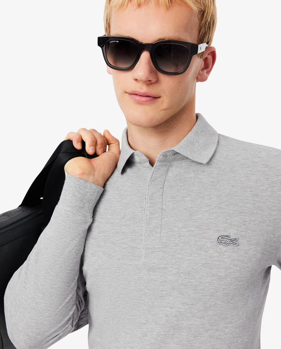 Polo de hombre de corte regular paris de piqué elástico de manga corta - Lacoste - Gris claro Gris claro-3