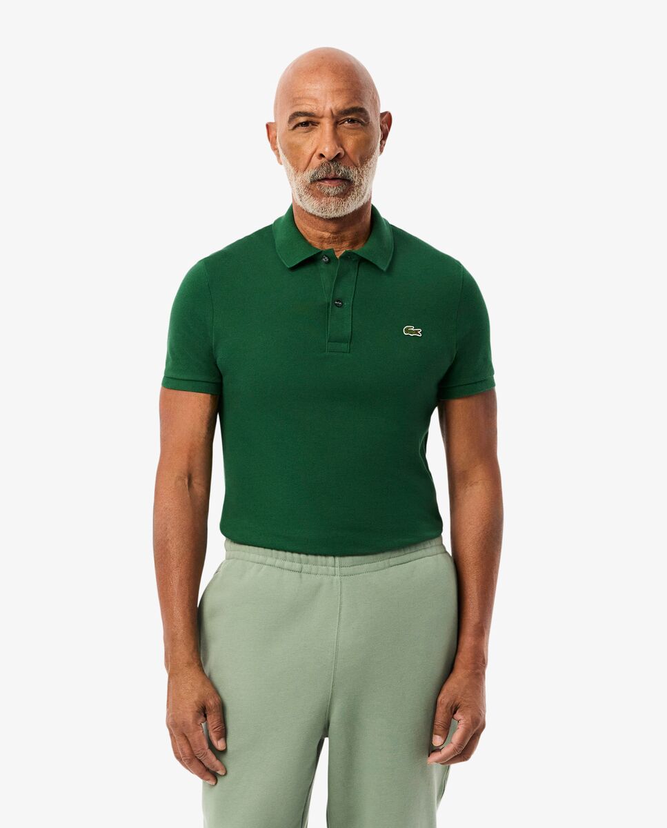 Polo de hombre de piqué de corte ajustado de manga corta - Verde Verde-1