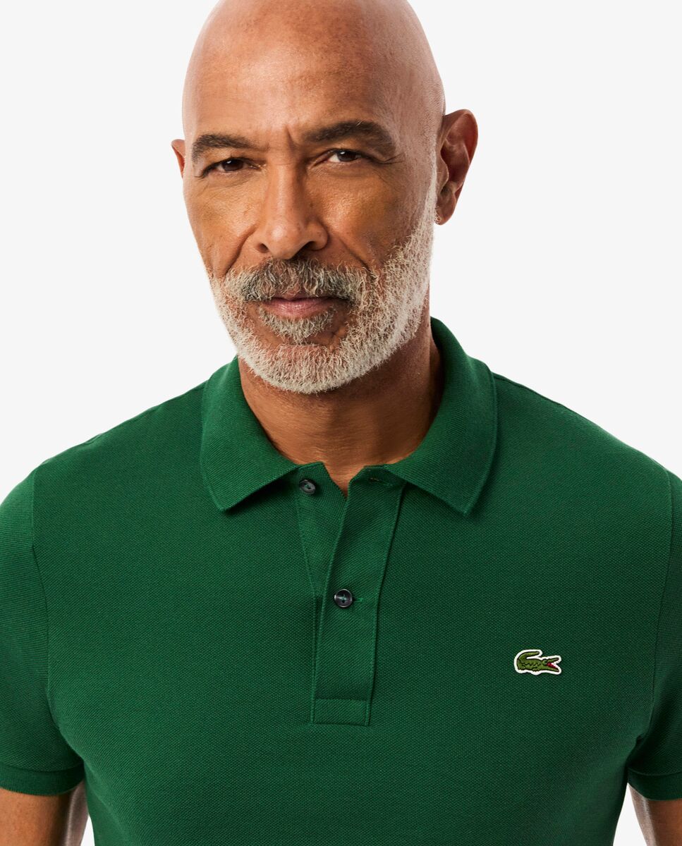 Polo de hombre de piqué de corte ajustado de manga corta - Verde Verde-3