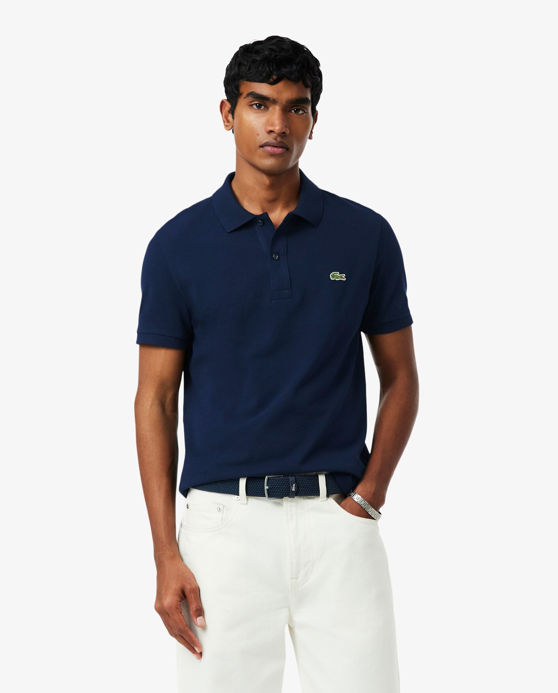 Polo de hombre de piqué de corte ajustado de manga corta - Lacoste - Azul marino Azul marino-1