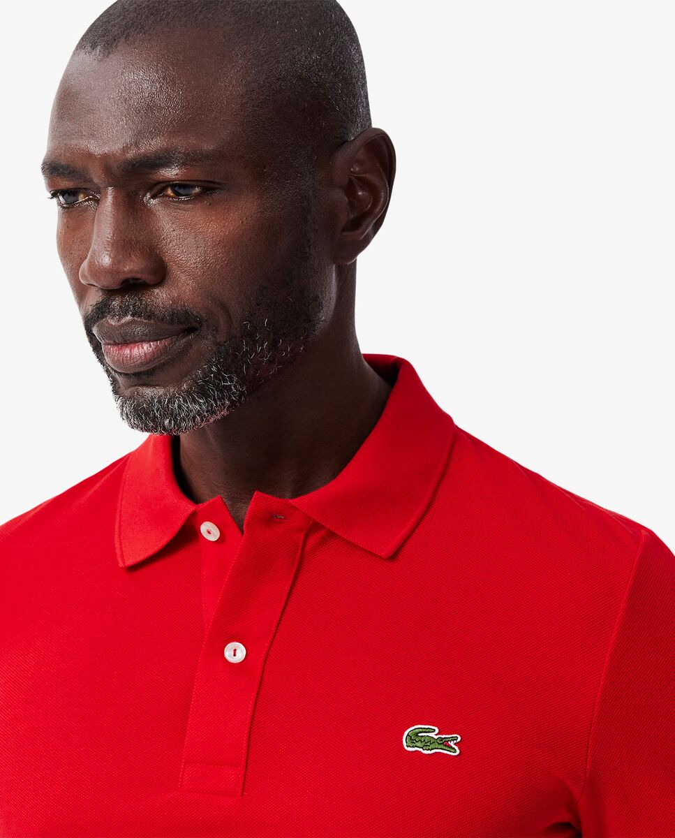 Polo de hombre de piqué de corte ajustado de manga corta - Lacoste - Rojo Rojo-3