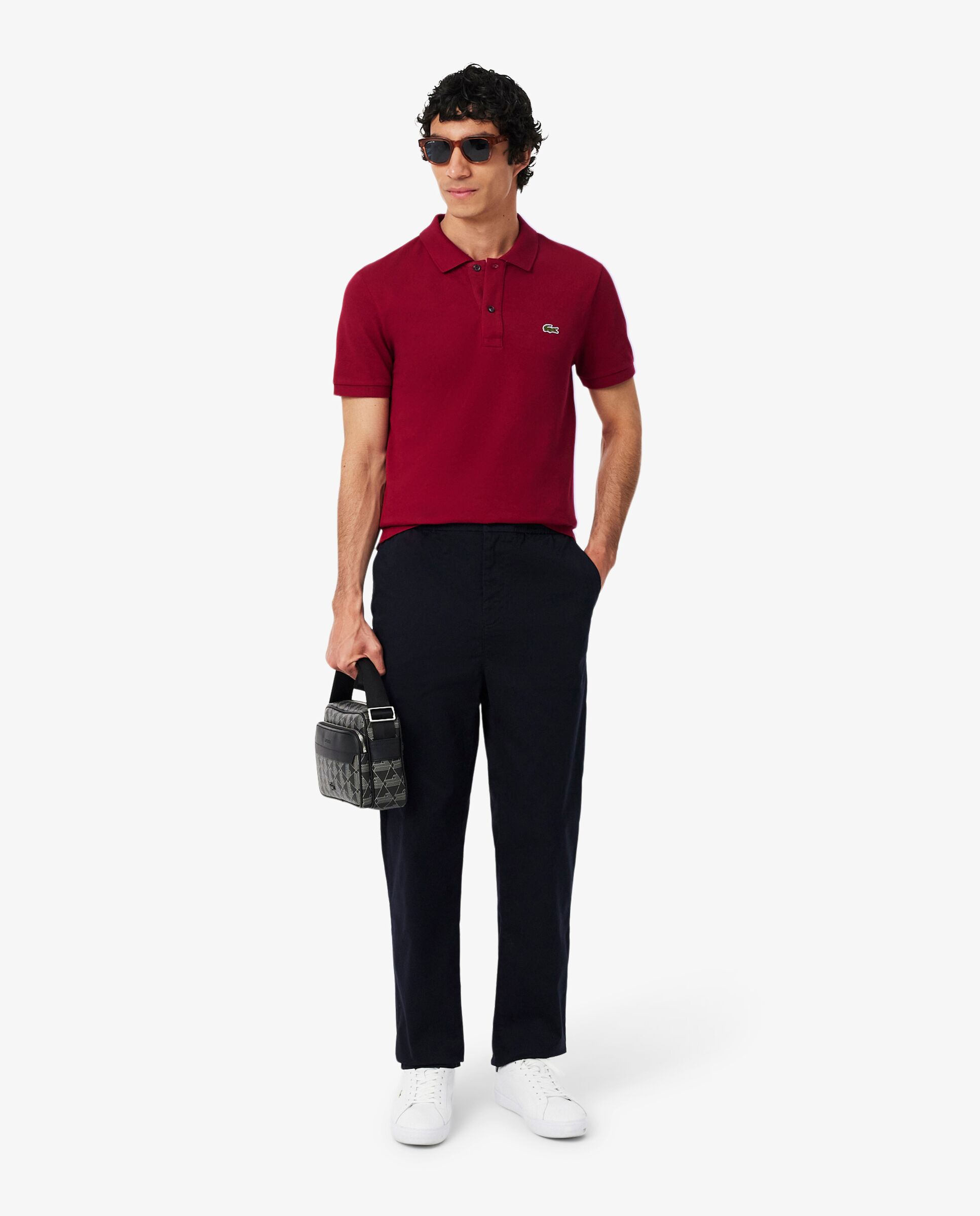 Polo de hombre de piqué de corte ajustado de manga corta - Lacoste - Burdeos Burdeos-4