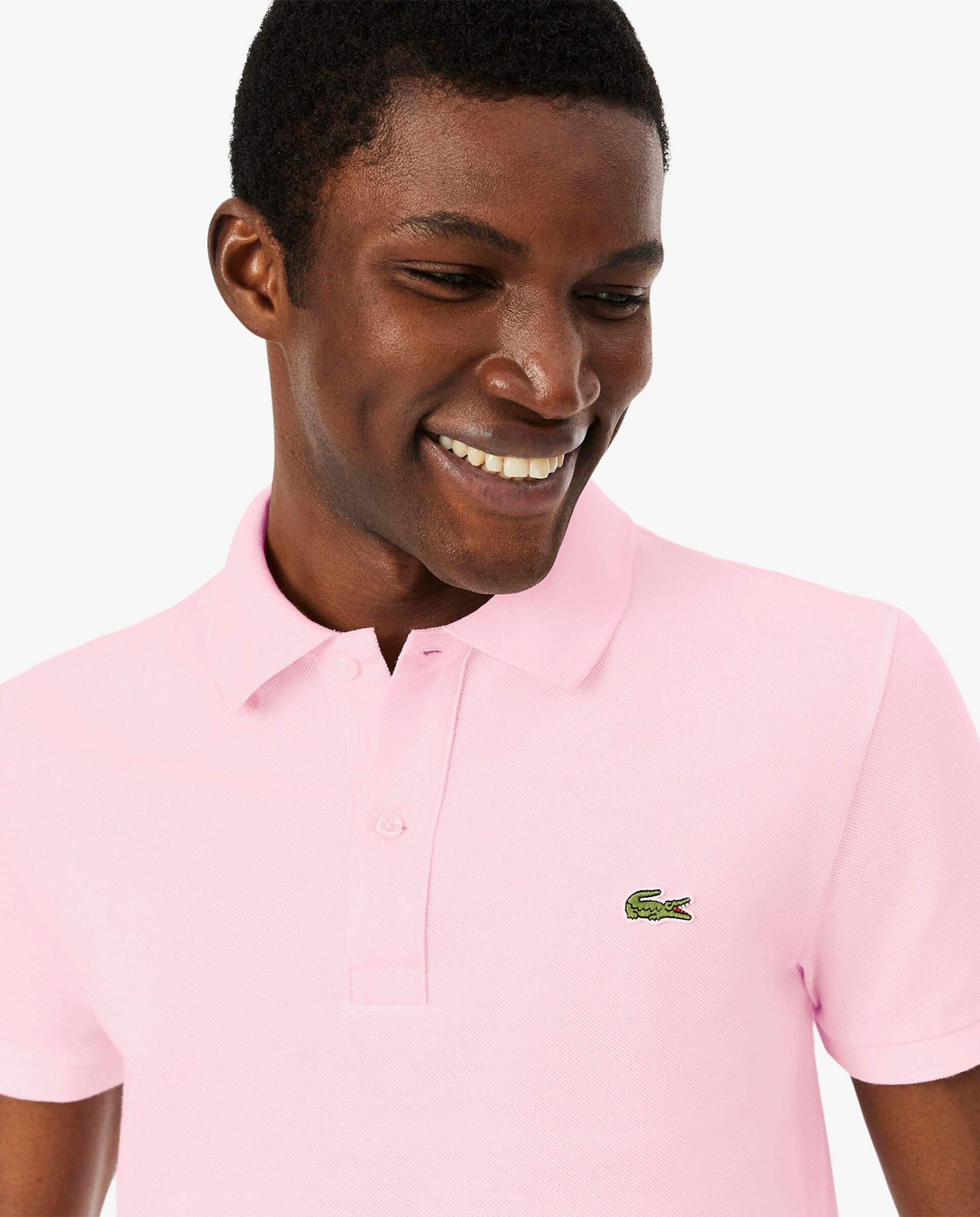 Polo de hombre de piqué de corte ajustado de manga corta - Rosa Rosa-3