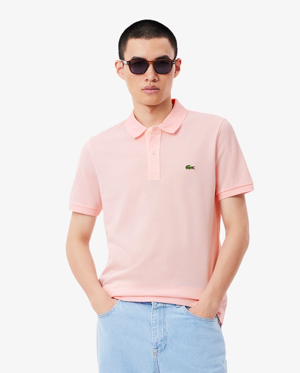 Polo de hombre de piqué de corte ajustado de manga corta - Rosa claro Rosa claro-1
