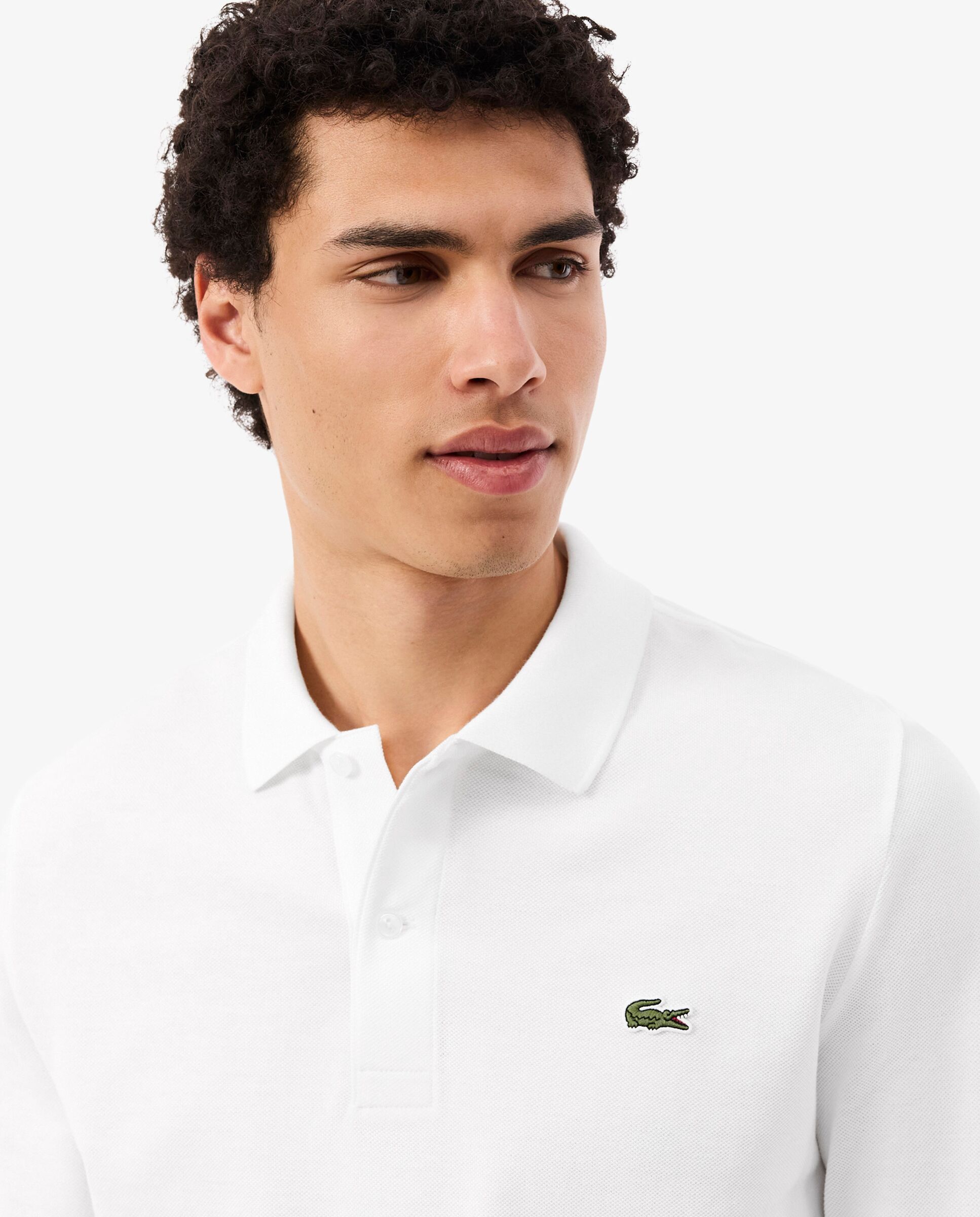 Polo de hombre slim fit en Petit Piqué de manga larga - Lacoste - Blanco Blanco-3