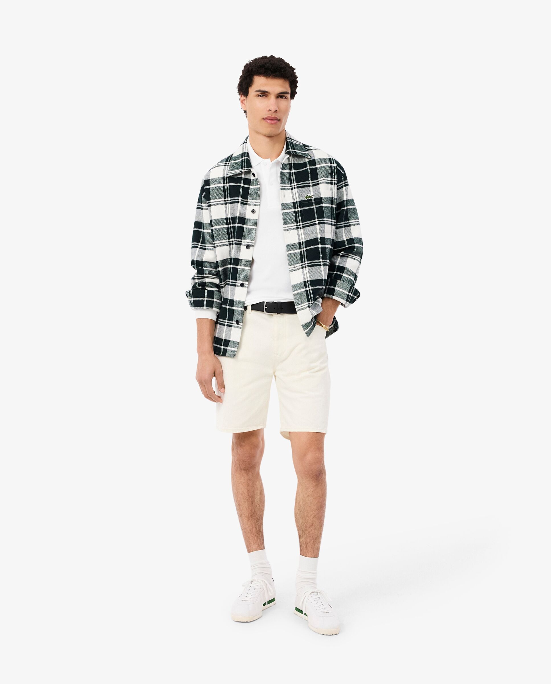 Polo de hombre slim fit en Petit Piqué de manga larga - Lacoste - Blanco Blanco-4