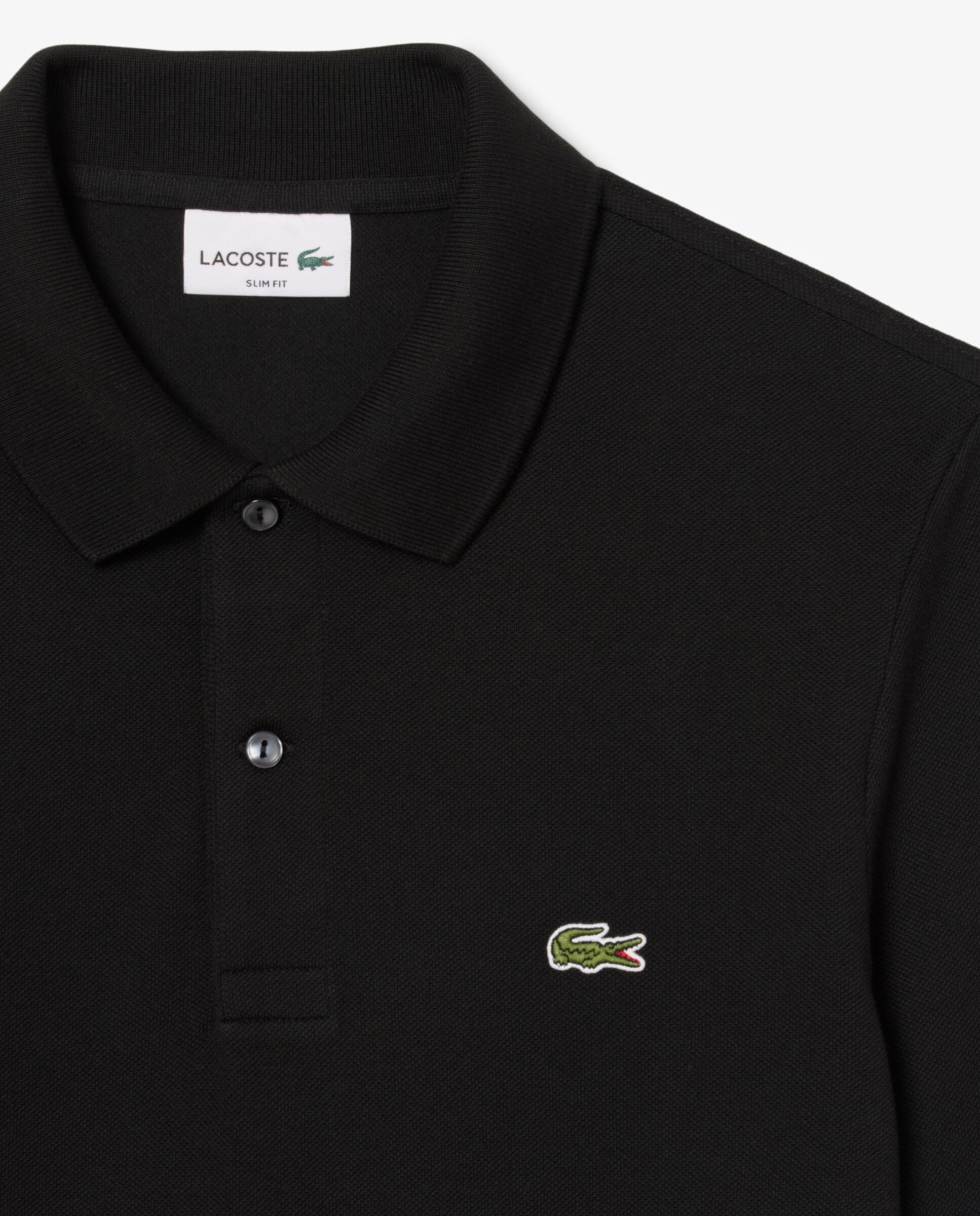 Polo de hombre slim fit en Petit Piqué de manga larga - Lacoste - Negro Negro-5