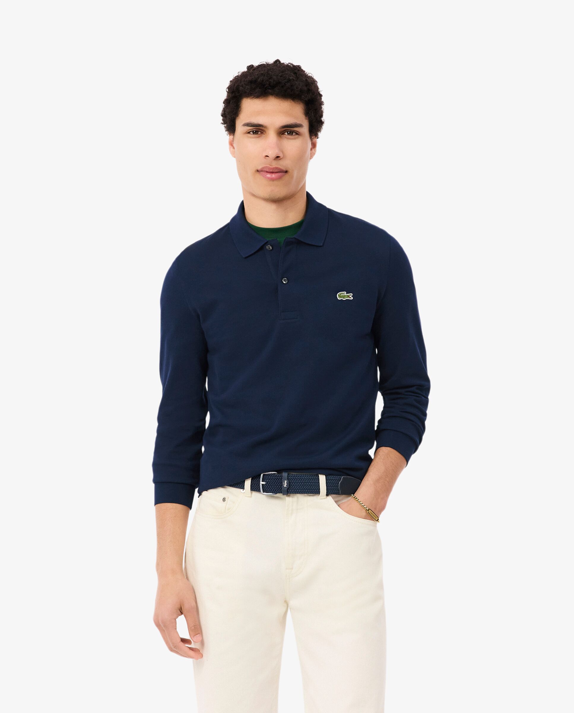 Polo de hombre slim fit en Petit Piqué de manga larga - Lacoste - Azul marino Azul marino-1