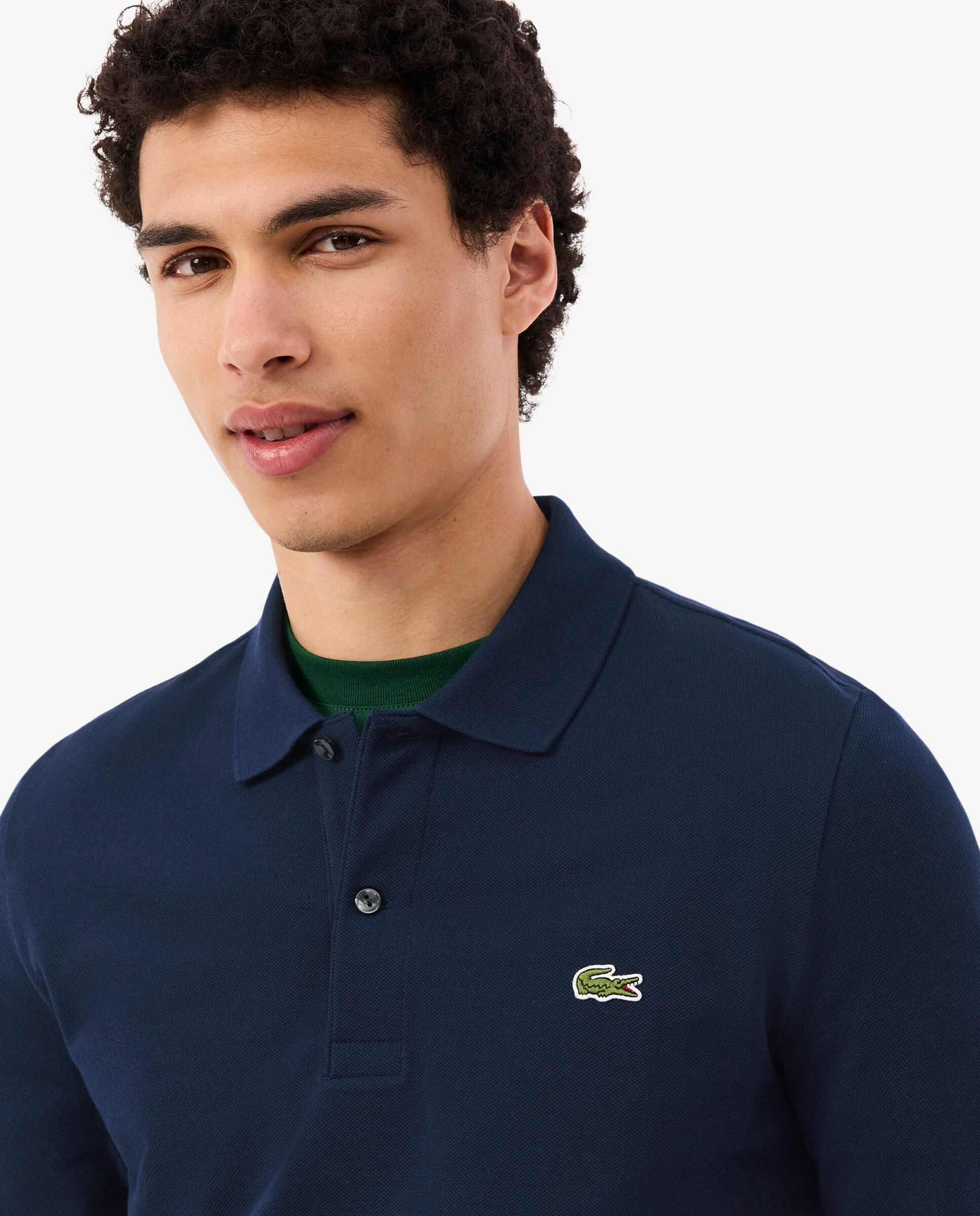 Polo de hombre slim fit en Petit Piqué de manga larga - Lacoste - Azul marino Azul marino-3
