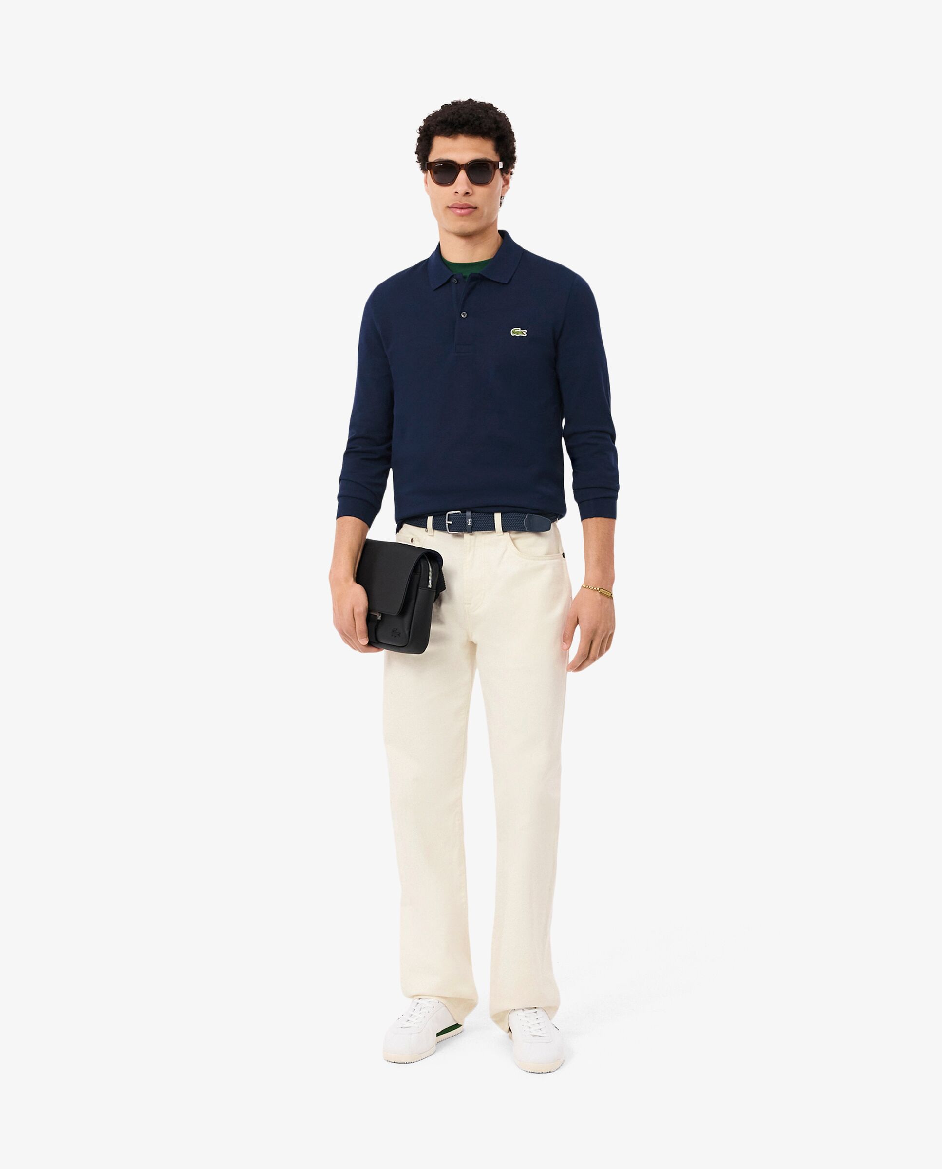 Polo de hombre slim fit en Petit Piqué de manga larga - Lacoste - Azul marino Azul marino-4