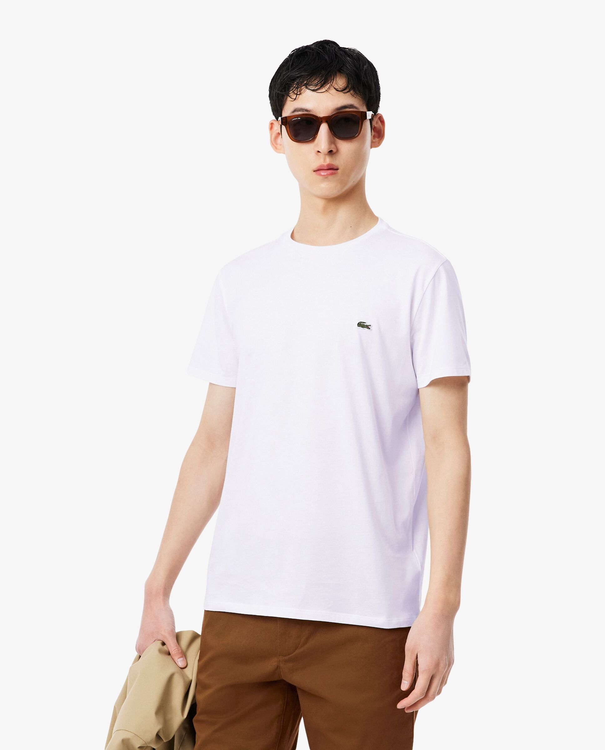 Camiseta de hombre de algodón pima de manga corta - Lacoste - Blanco Blanco-1