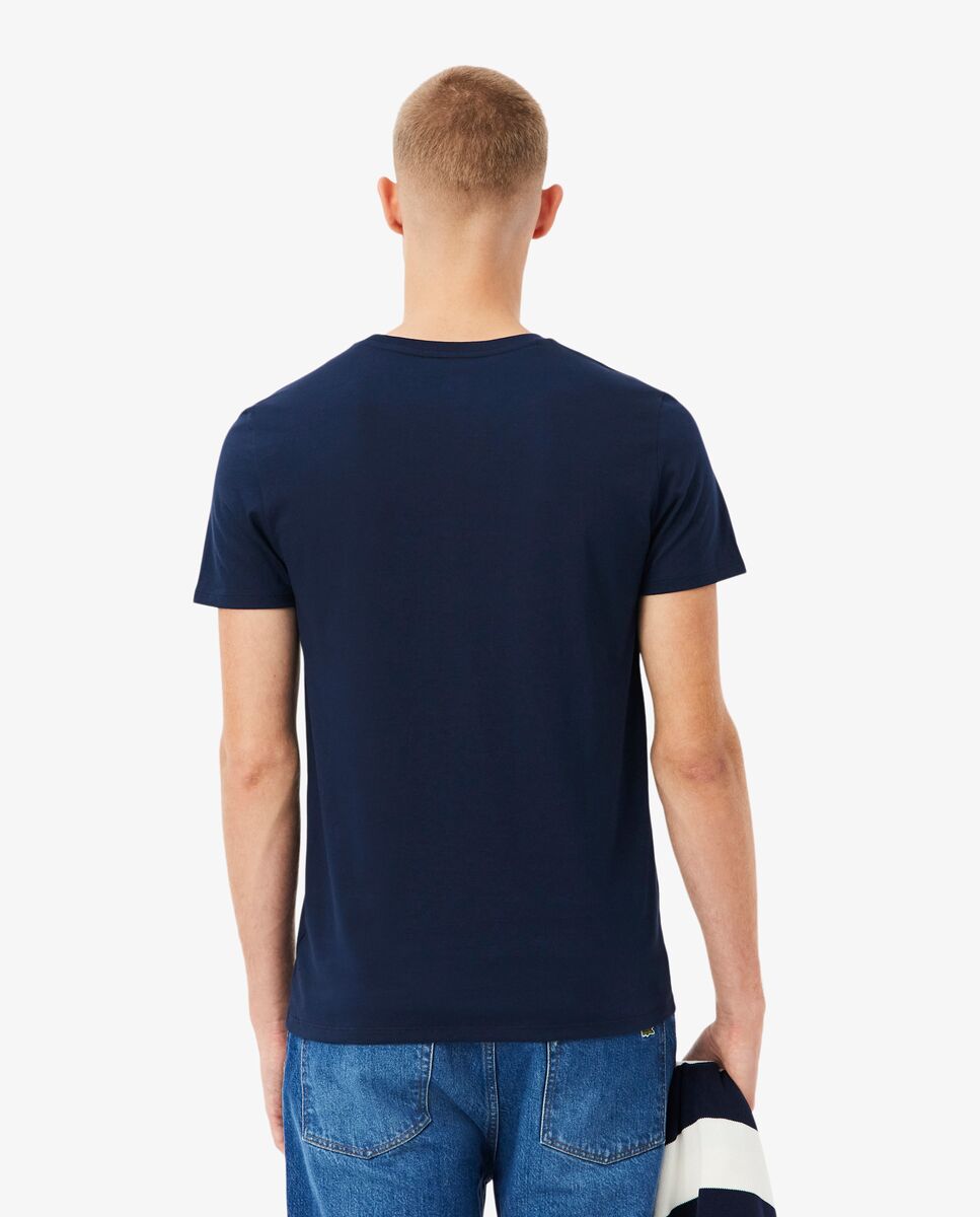 Camiseta de hombre de cuello de pico de algodón pima ligero de manga corta - Lacoste - Azul marino Azul marino-2