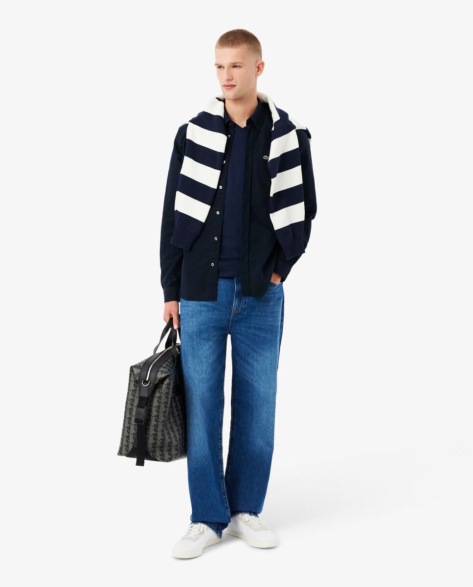 Camiseta de hombre de cuello de pico de algodón pima ligero de manga corta - Lacoste - Azul marino Azul marino-4