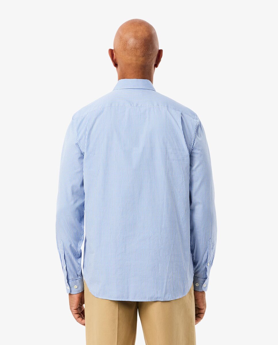 Camisa de hombre de corte regular de algodón de cuadros de manga larga - Lacoste - Azul claro Azul claro-2
