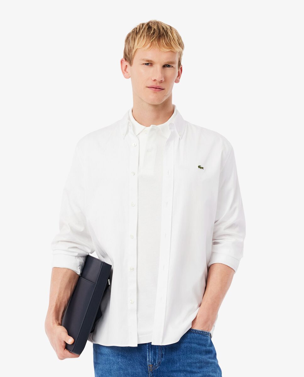 Lacoste - Camisa de hombre regular fit lisa en algodón premium.