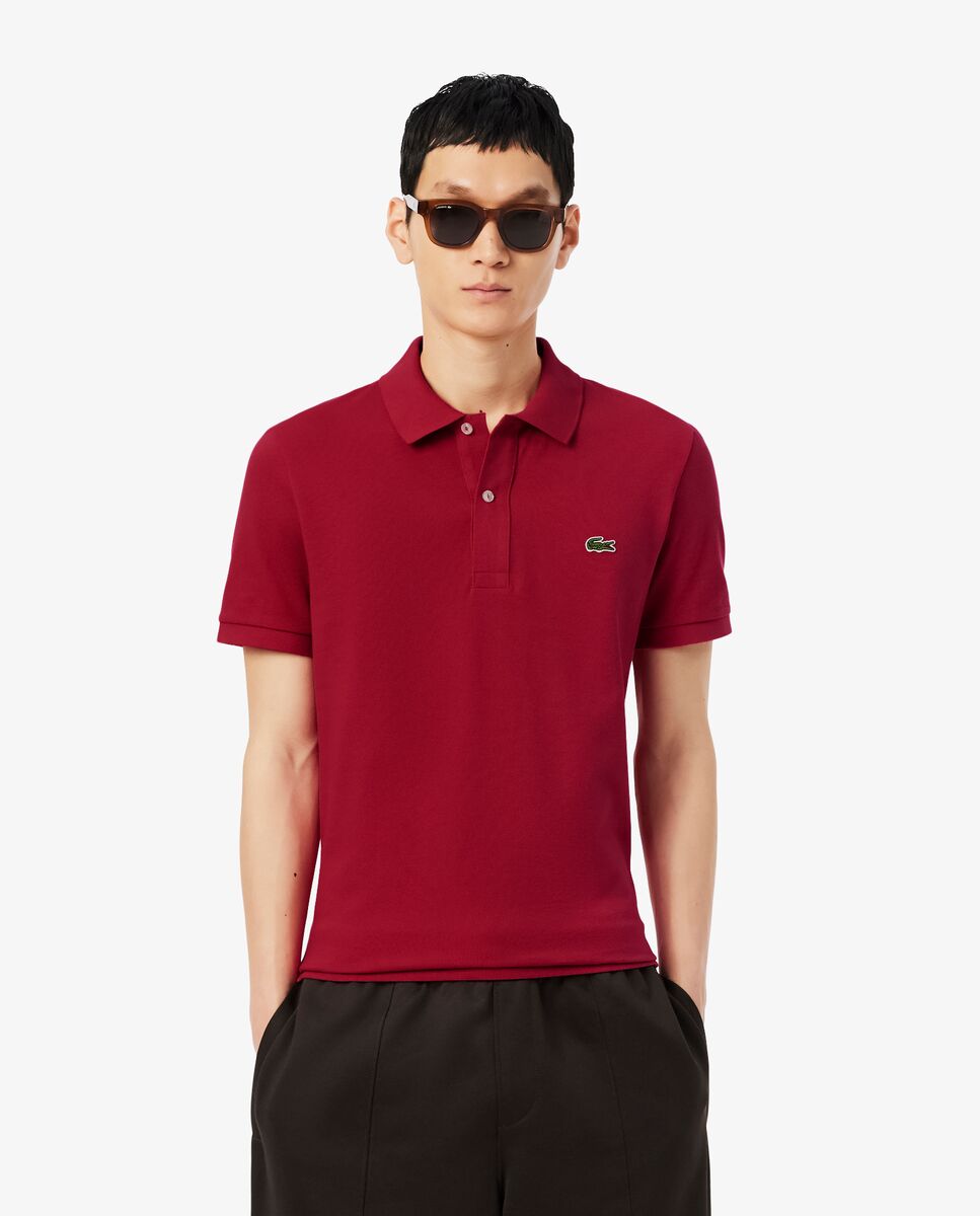 Polo de hombre de piqué de corte ajustado de manga corta - Lacoste - Rojo cereza Rojo cereza-1