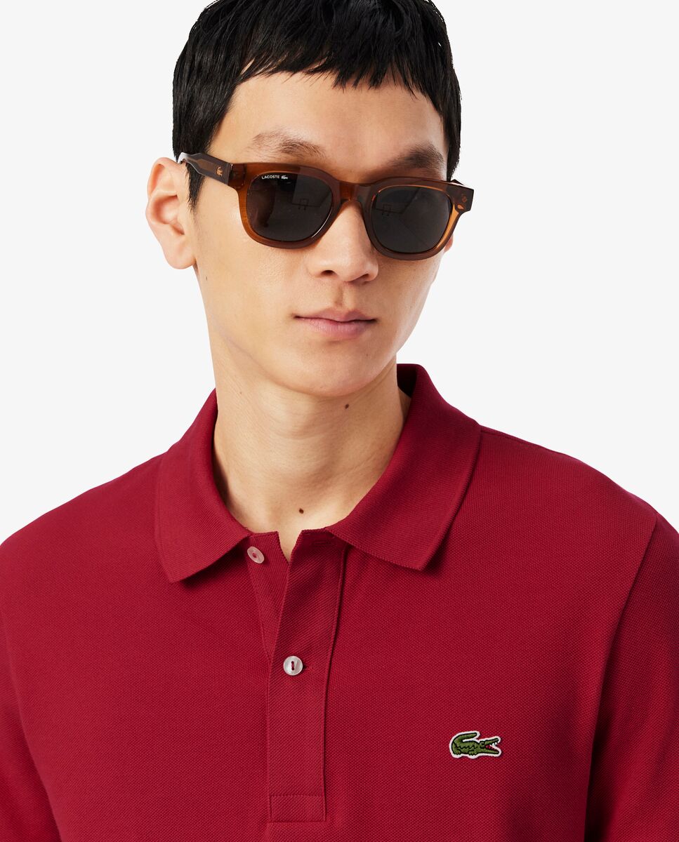 Polo de hombre de piqué de corte ajustado de manga corta - Lacoste - Rojo cereza Rojo cereza-3