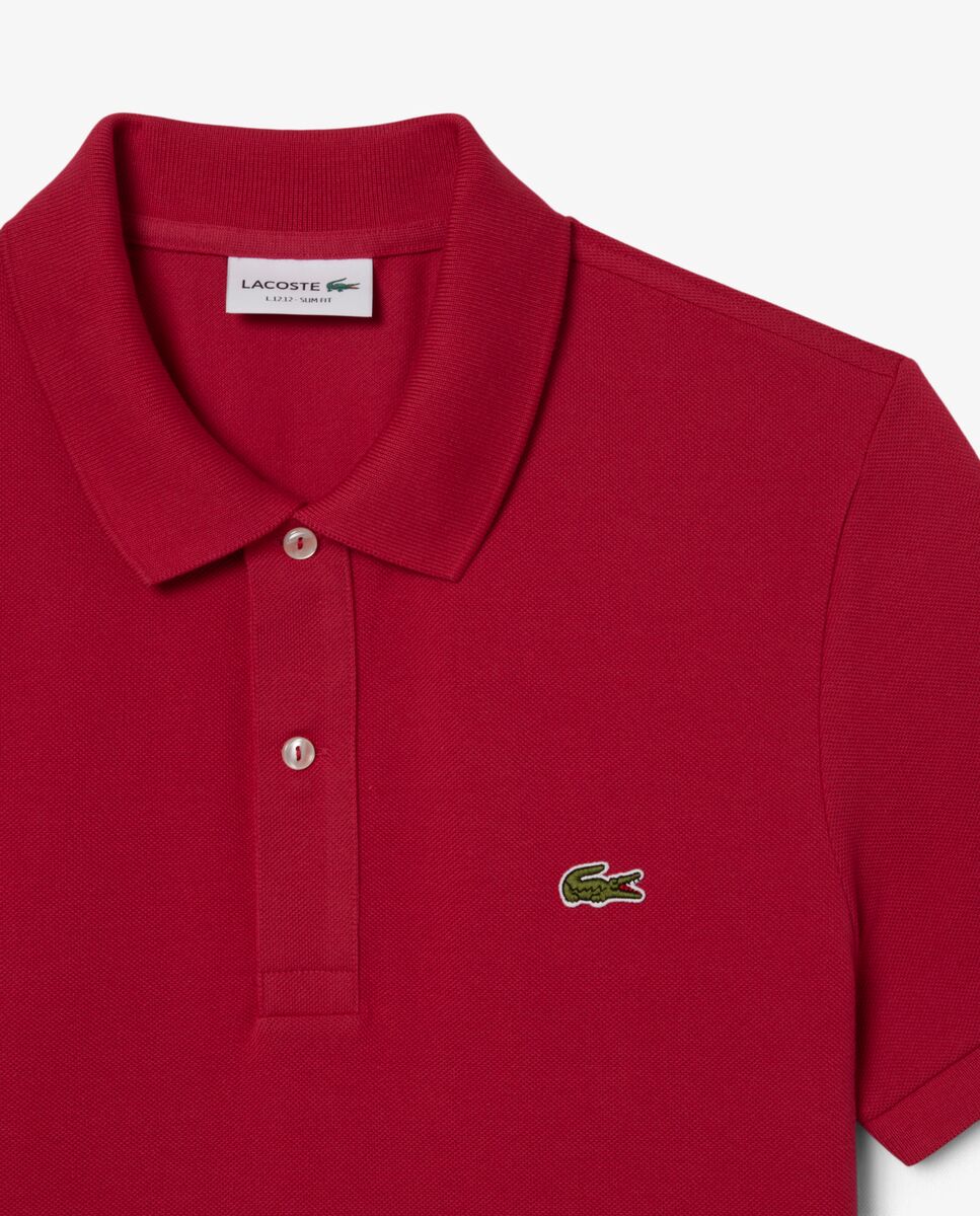 Polo de hombre de piqué de corte ajustado de manga corta - Lacoste - Rojo cereza Rojo cereza-5