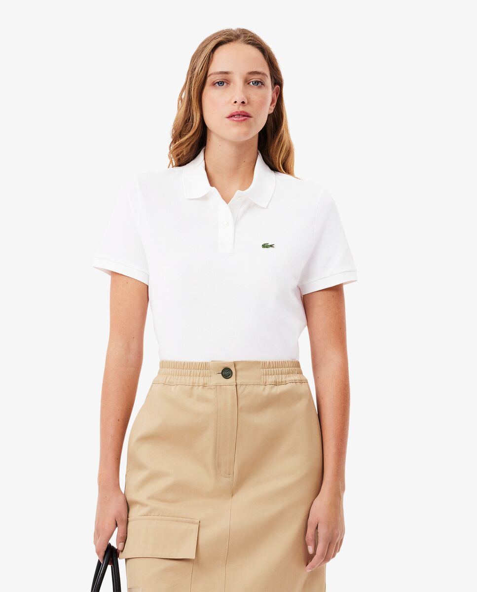 Polo de mujer de corte regular de petit piqué suave de manga corta - Lacoste - Blanco Blanco-1