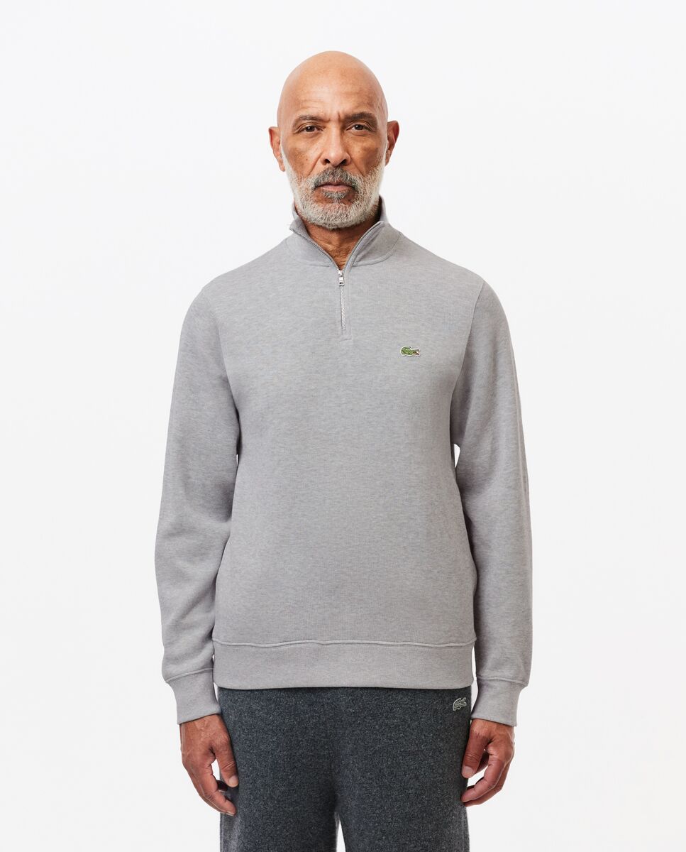 Sudadera de hombre de interlock con cuello alto y cremallera - Lacoste - Gris Gris-1