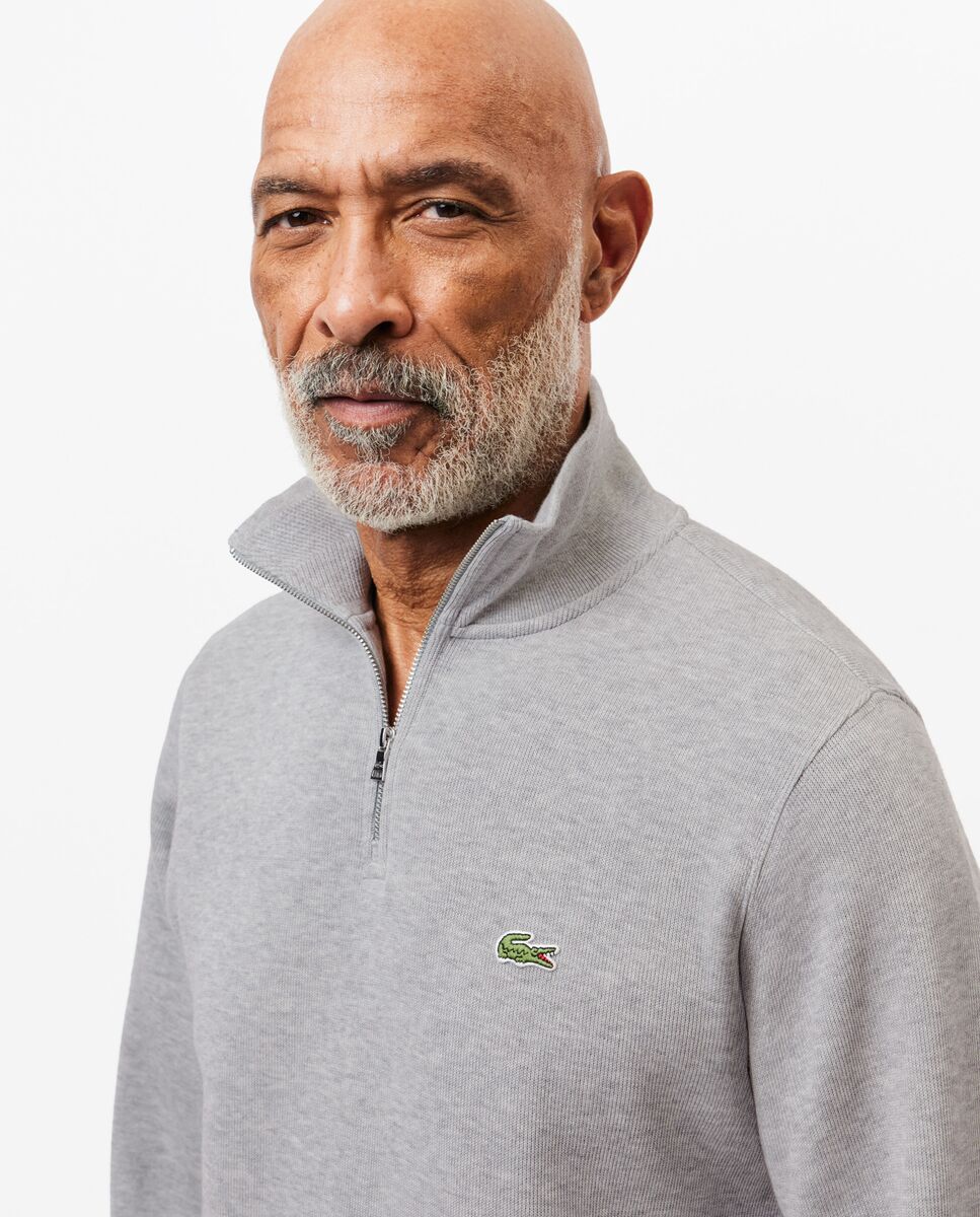 Sudadera de hombre de interlock con cuello alto y cremallera - Lacoste - Gris Gris-3