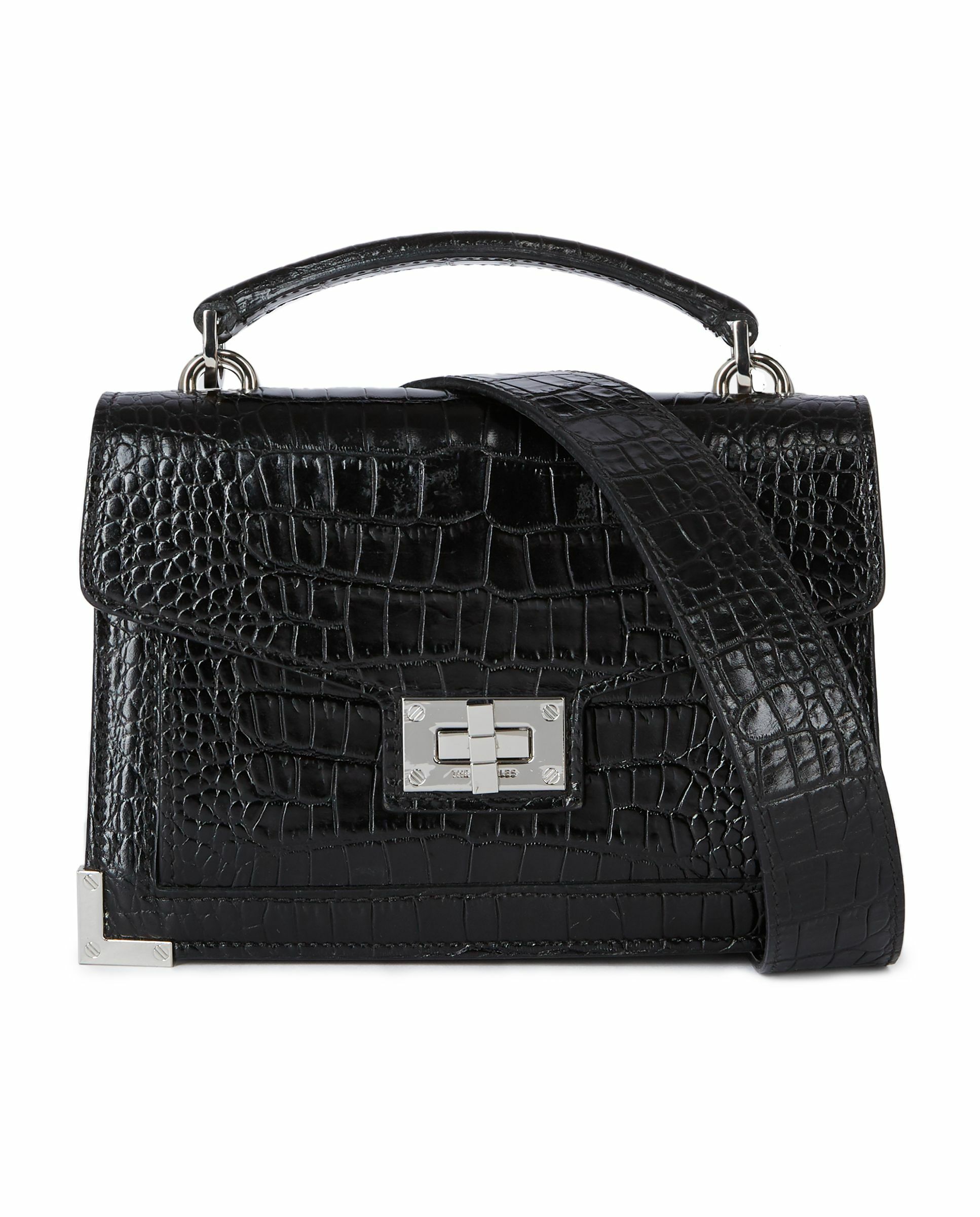 Bolso de mano multiposición Emily pequeño de piel efecto cocodrilo Negro The Kooples Negro-1