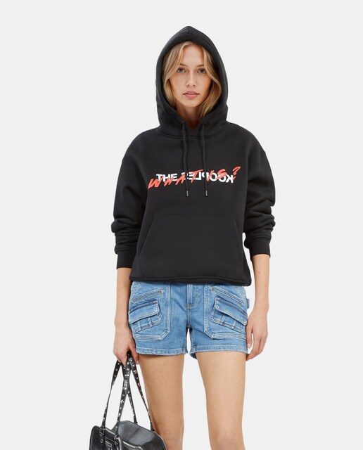 Imagen 0 de Sudadera de mujer con capucha y serigrafía frontal y trasera