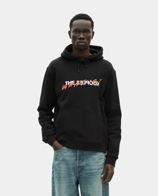 Imagen 0 de Sudadera de hombre negra con serigrafia "What is