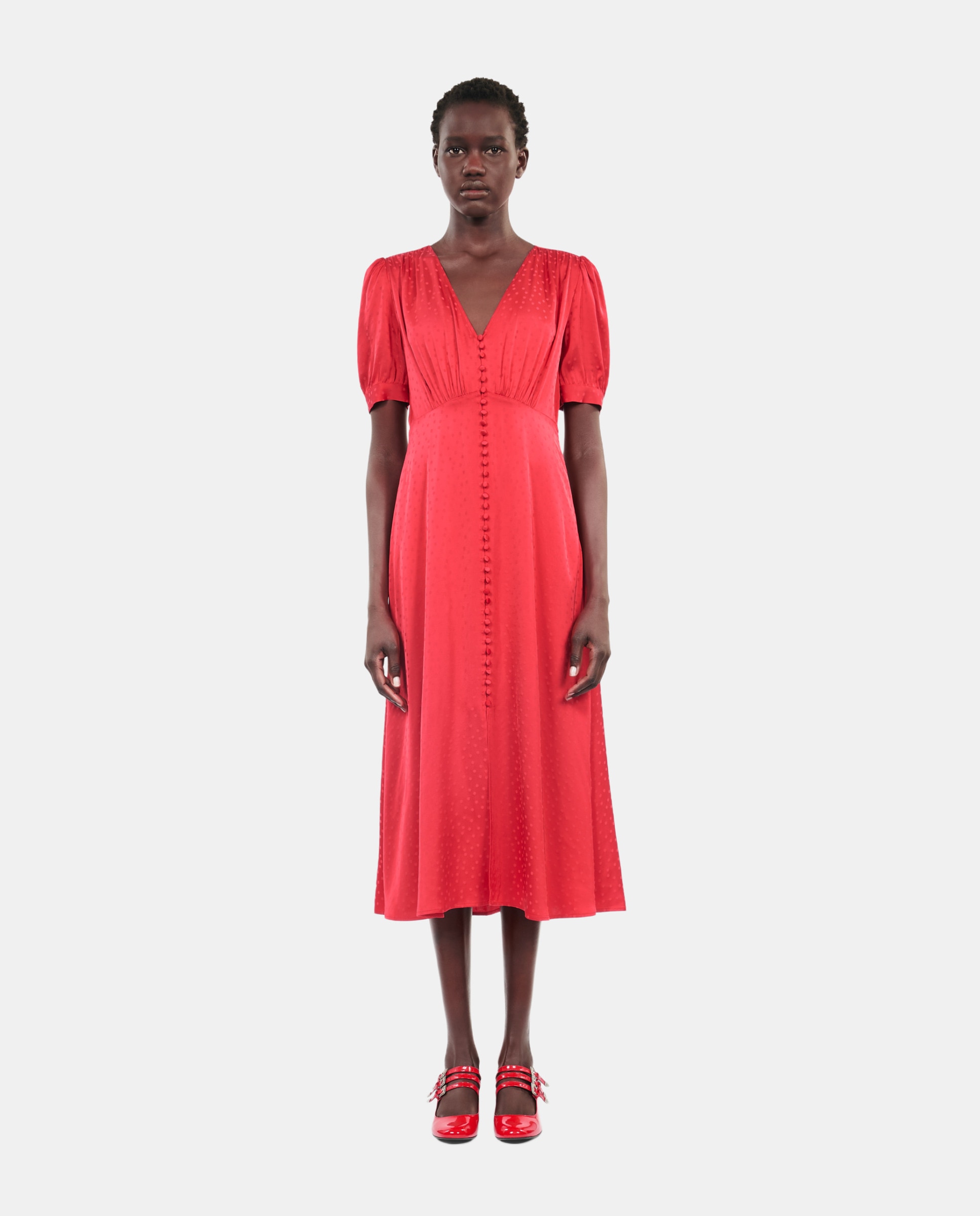 The Kooples - Vestido midi con botonadura.