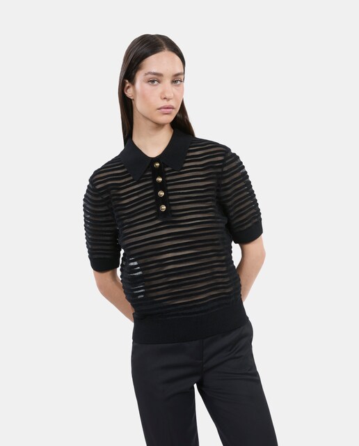 Imagen 0 de Polo de mujer de punto con transparencias