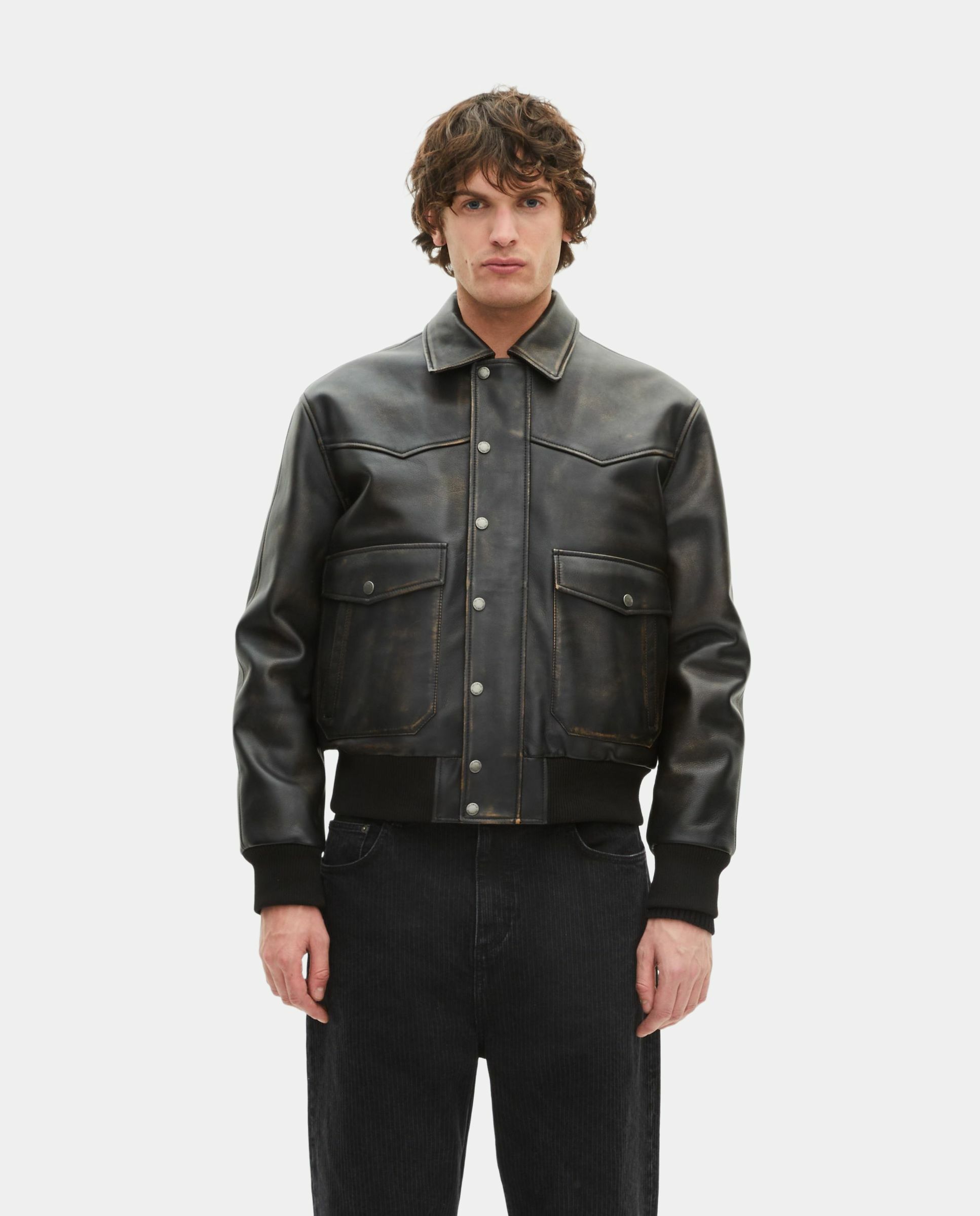 The Kooples - Cazadora de hombre en piel oversize.