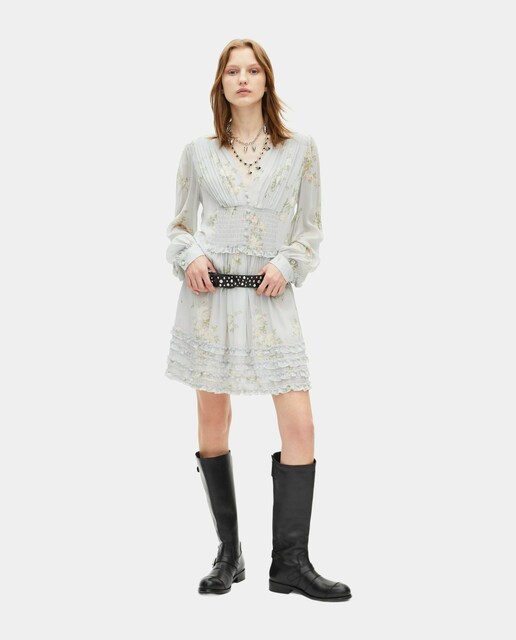 Imagen 0 de Vestido corto de manga larga con estampado floral