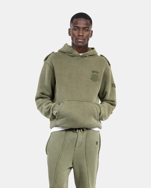 Imagen 0 de Sudadera de hombre con capucha parches caqui