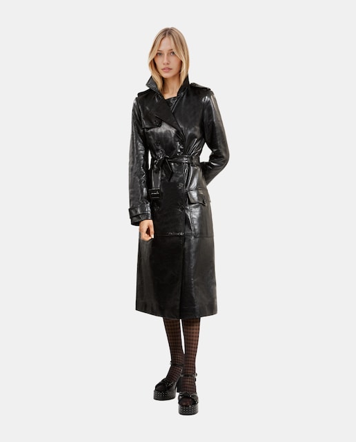 Imagen 0 de Gabardina de mujer larga de cuero