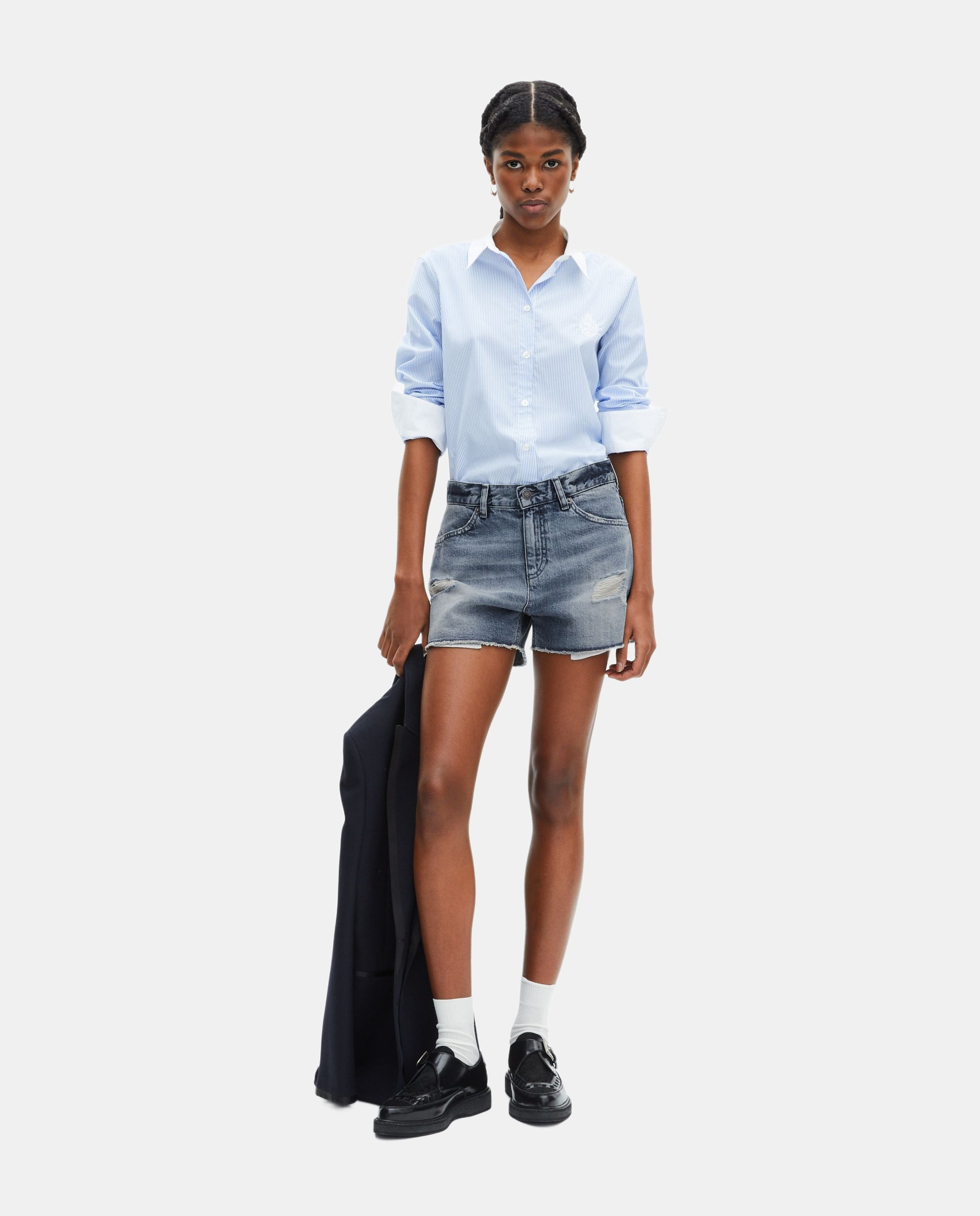 The Kooples - Short de mujer denim con abrasiones.