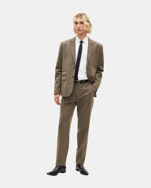 Imagen 0 de Pantalón de traje de hombre recto a rayas