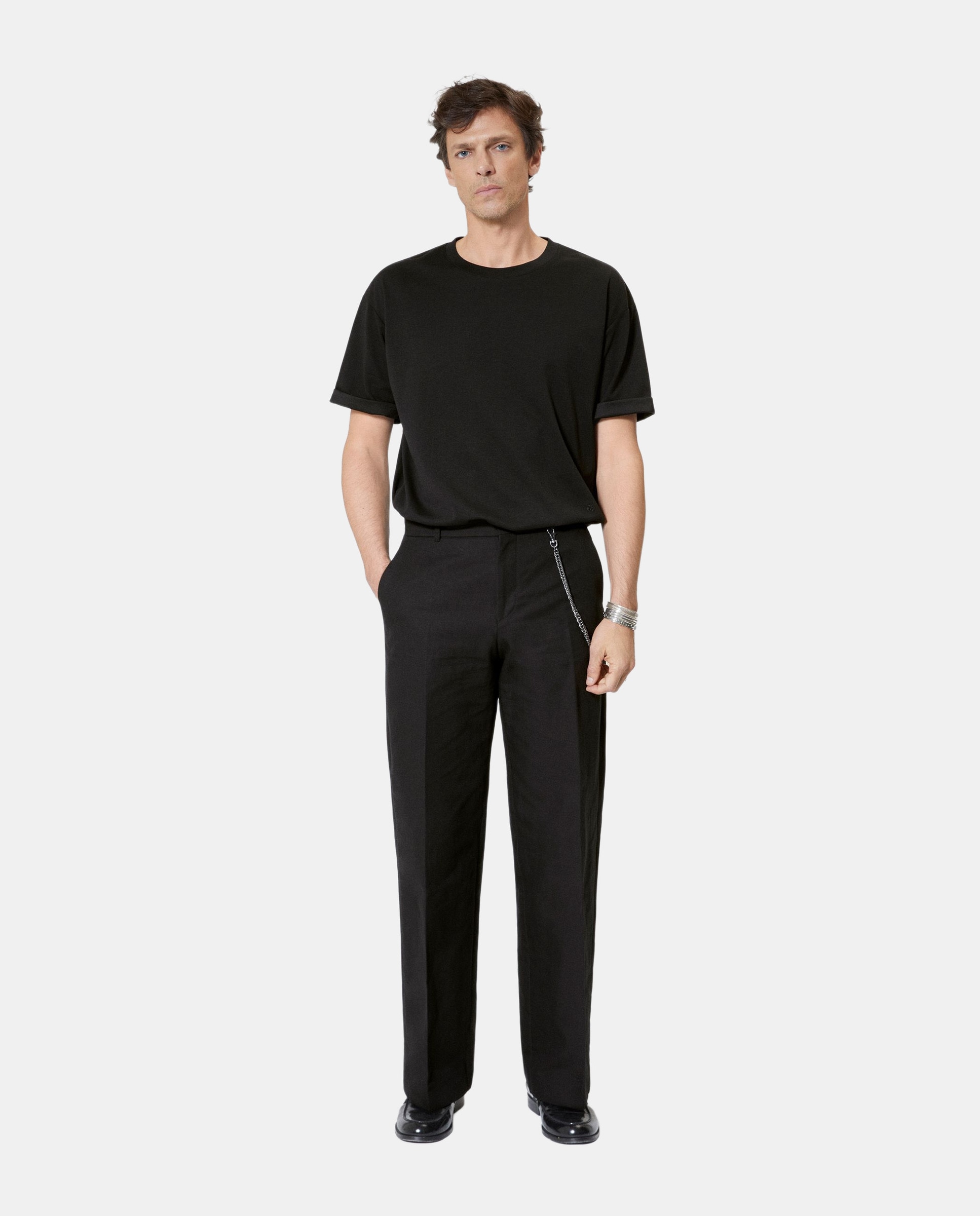 The Kooples - Pantalones anchos de hombre con cadena.