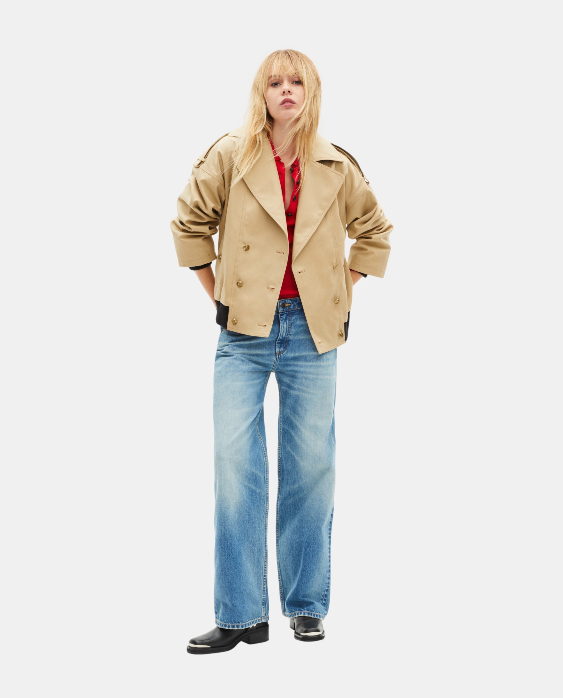 The Kooples - Parka corta de algodón de mujer.