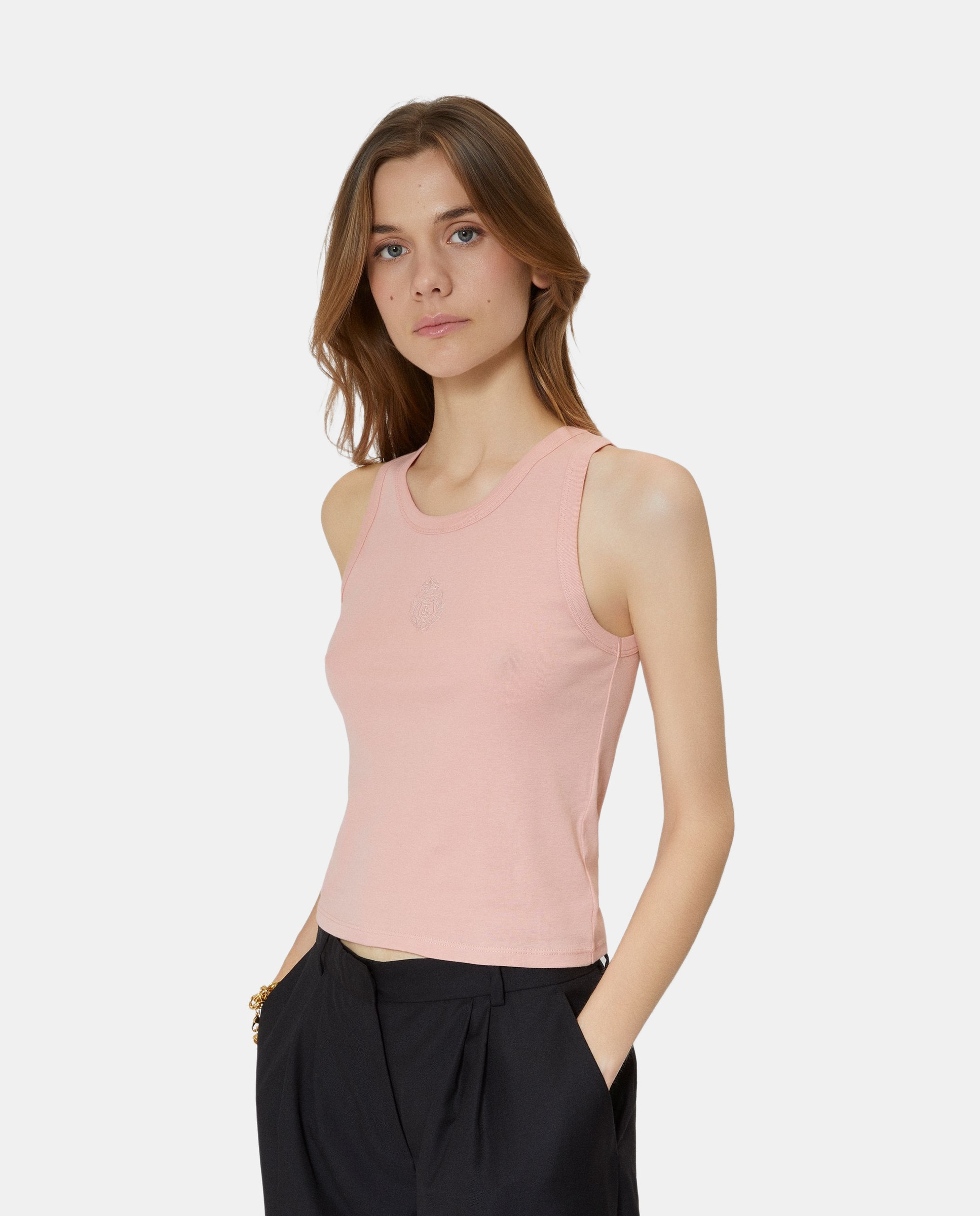 The Kooples - Camiseta de tirantes de mujer de algodón con escudo.
