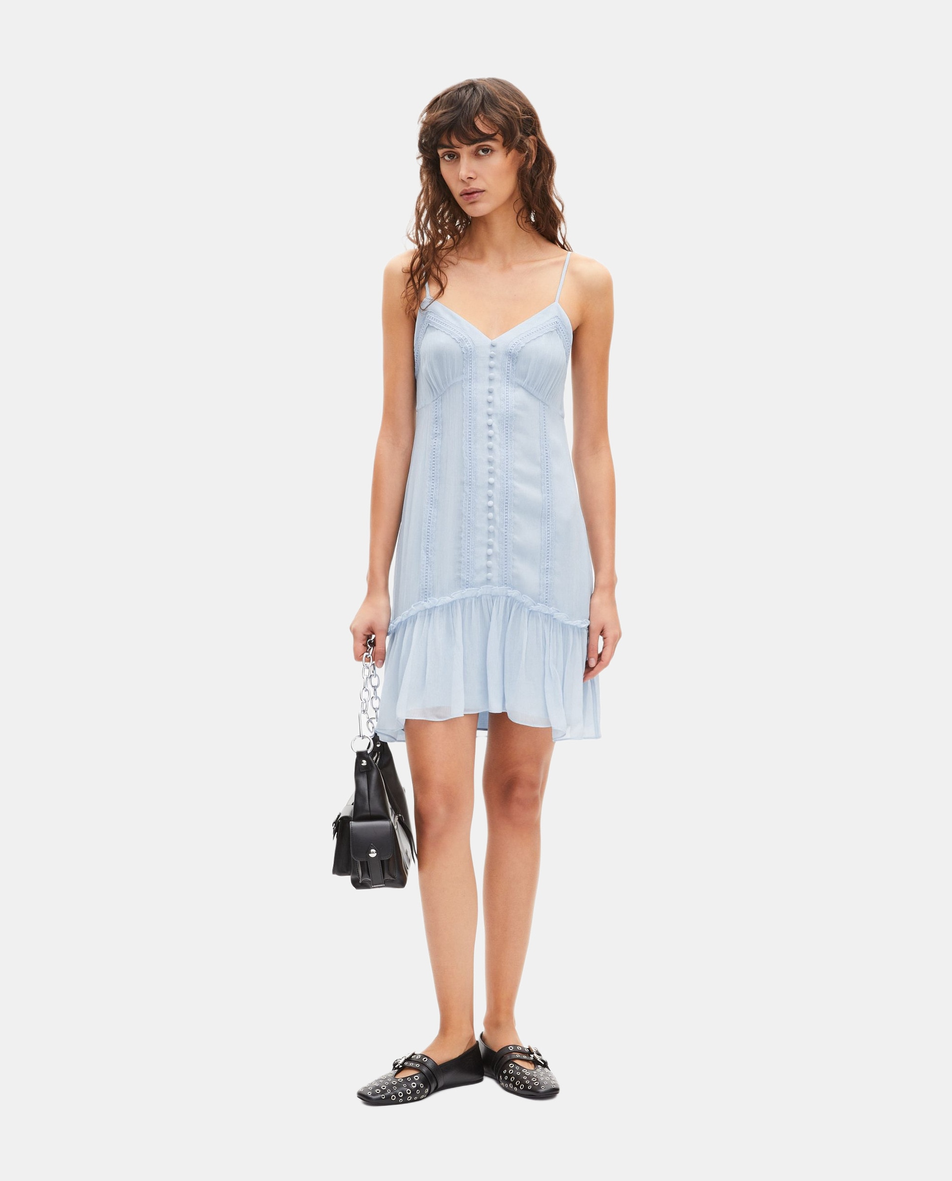 The Kooples - Vestido corto con detalle de encaje.